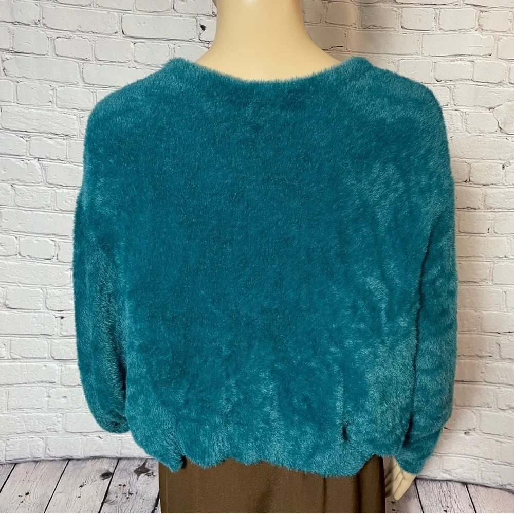 New Free People FP One Wyatt Teal Long Sleeve Sweater Size XS